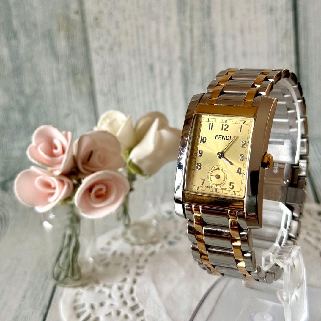 希少】FENDI フェンディ 腕時計 ゴールド シルバー スクエア 7000G