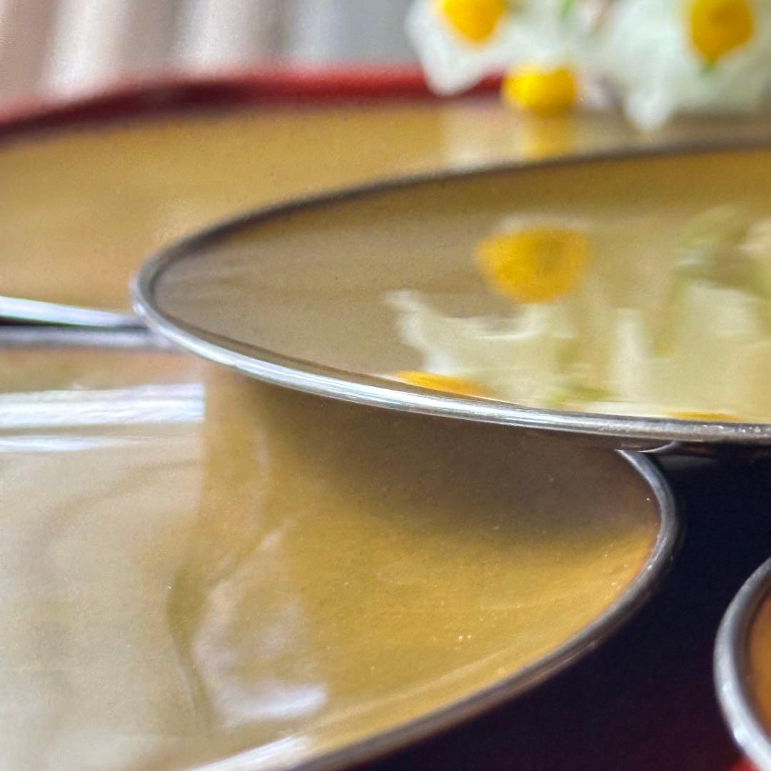 超限定9月10日20時迄‼️愛蔵生駒製松美斎造銀縁黄銅槌目菓子盆G.Ikoma5客