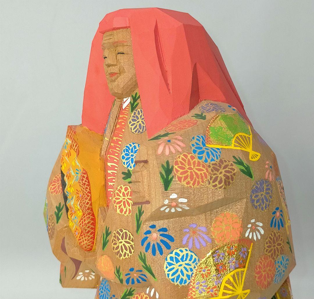 一刀彫 猩々 染川宗進 奈良人形 一刀彫 白鹿園 しおり 天然木 共箱