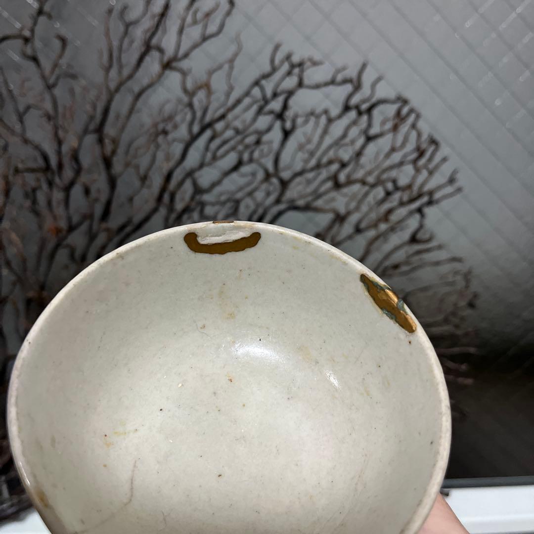 骨董 古伊万里 波佐見焼 染付 くらわんか 茶碗 1客 ※金継ぎ直しあり