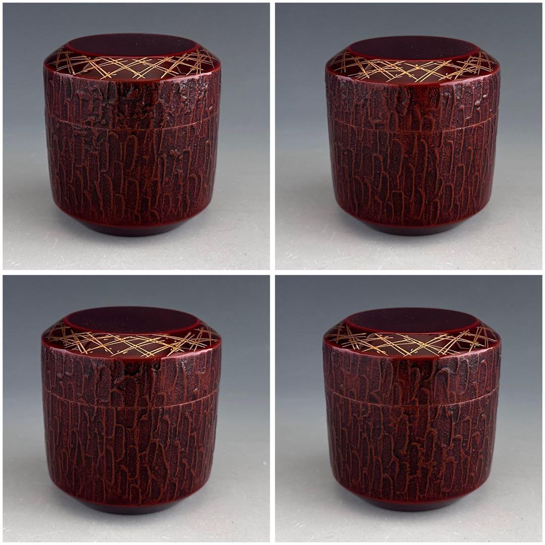 茶道具 松葉蒔絵 松皮塗 内銀 吹雪 薄茶器 吉田華正 共箱