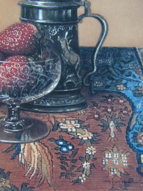 山中雅彦、【果物のある静物】、希少な画集画、新品高級額・額装付、状態良好