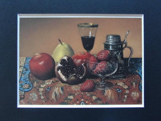 山中雅彦、【果物のある静物】、希少な画集画、新品高級額・額装付、状態良好