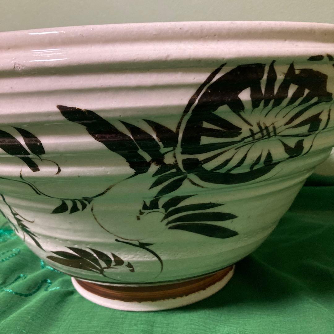 織部両手鉢　水盤　御手水　つくばい　メダカ鉢　睡蓮鉢