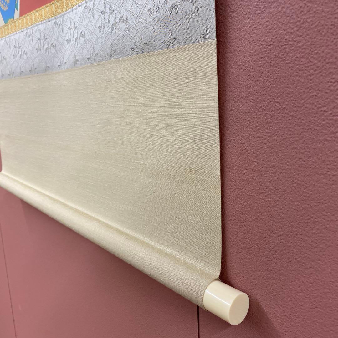 美品 掛け軸 上村松園筆「鼓の音」美人画 浮世絵 印刷 太巻き付