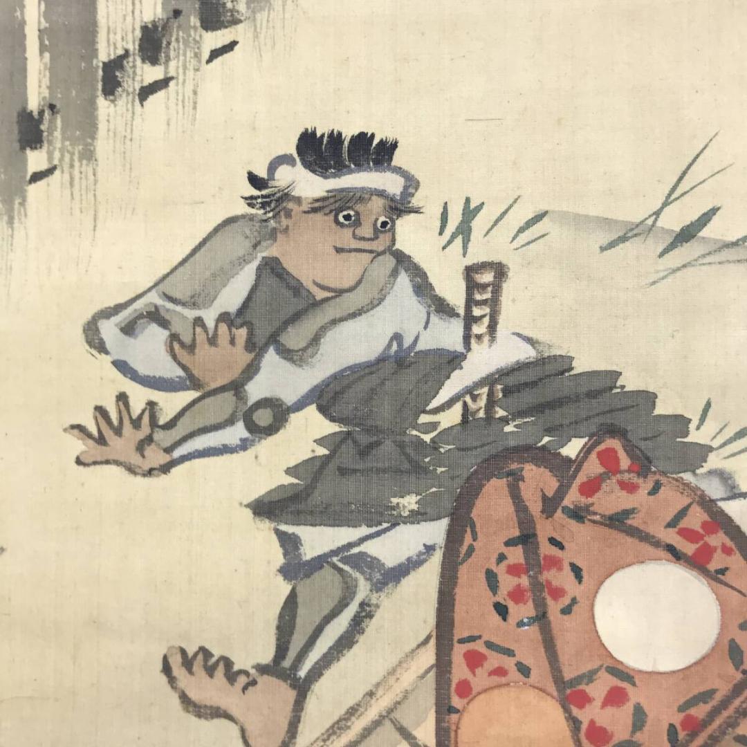 真作/菊池容斎/村上義光錦旗奪還之図/武者絵/人物図/掛軸/