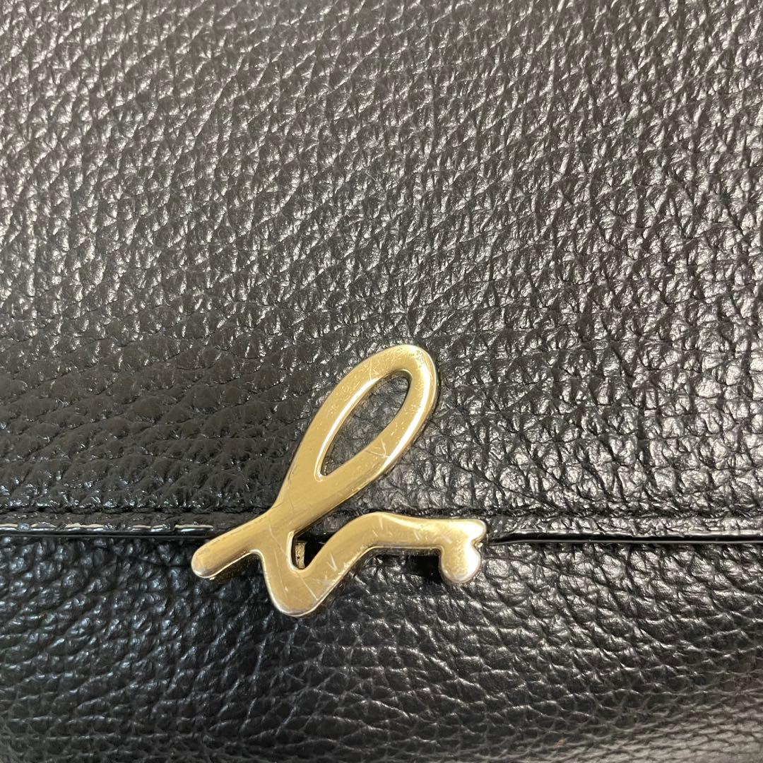 美品　アニエスベー　ショルダーバッグ　レザー　ブラック　ゴールド金具