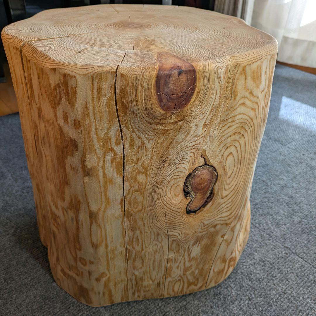 天然ヒバ　切り株　丸太　椅子　スツール　テーブル　高さ約35.5㎝