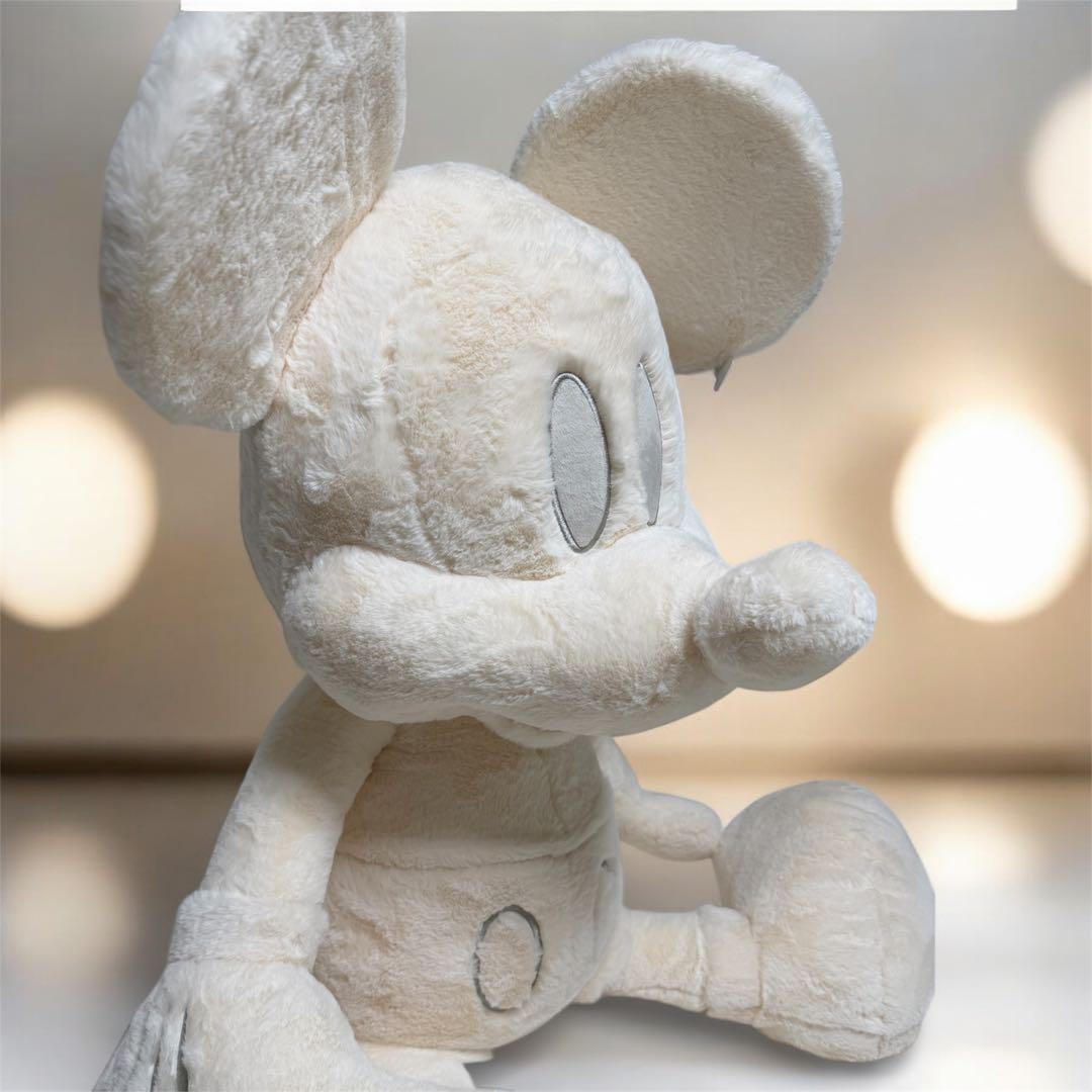 ミッキーマウス 100cmぬいぐるみ 白黒セットブランケット付
