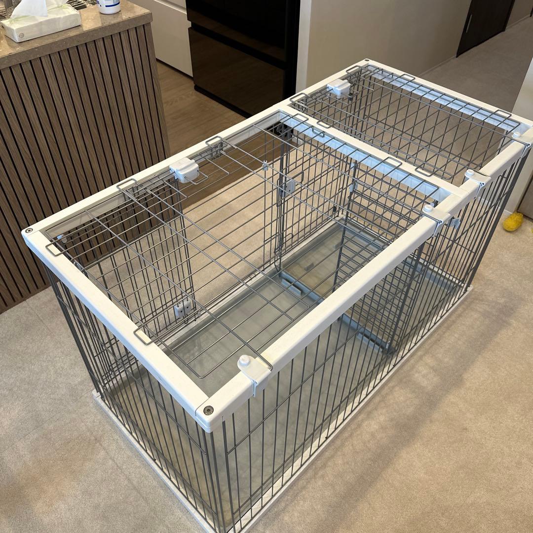 犬用ホワイトケージ 124cm x 62.5cm x 70cm 屋根面付き