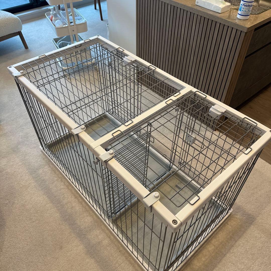 犬用ホワイトケージ 124cm x 62.5cm x 70cm 屋根面付き