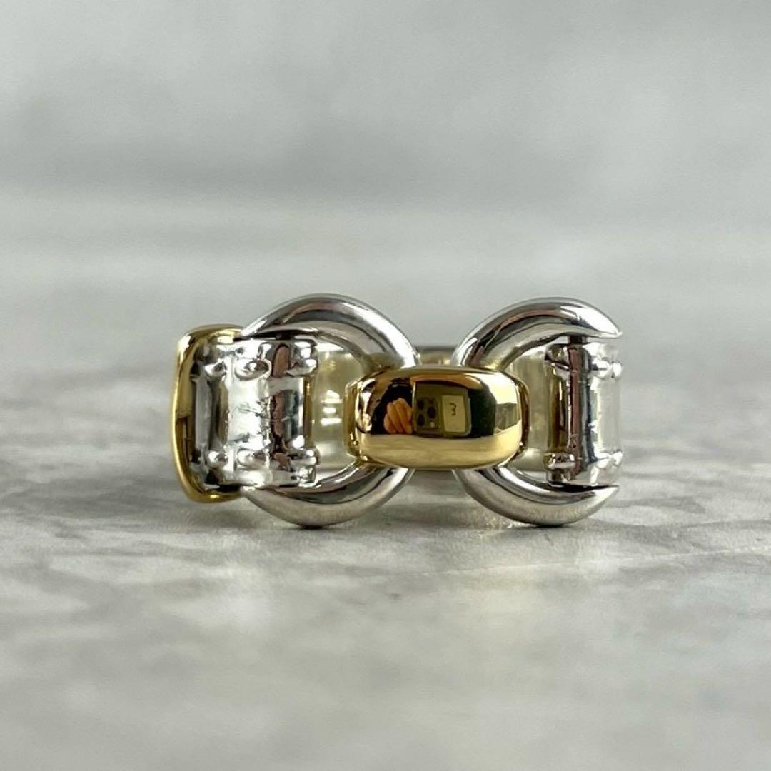 ■新品磨き済み■エルメス ベルトリング コンビ YG K18 SV #50