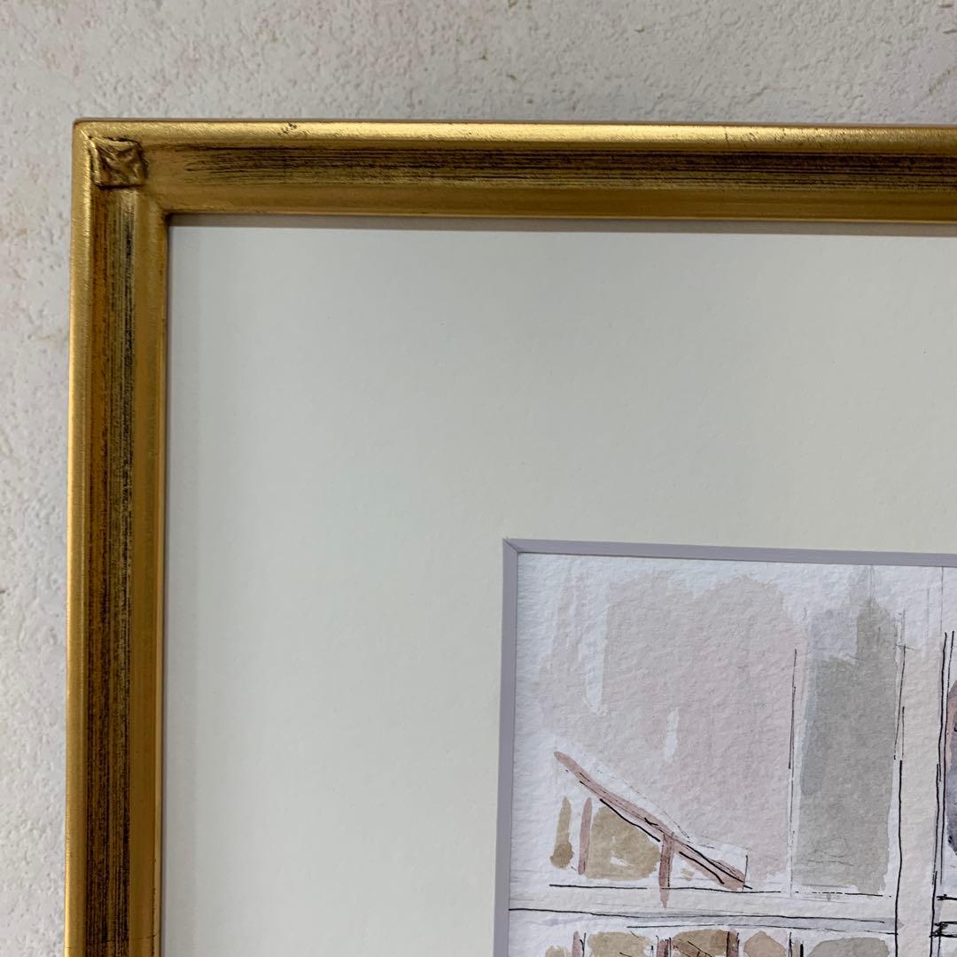 絵画 水彩肉筆画 真作 森茂子『古いホテルのコンシェルジュ（パリ）』