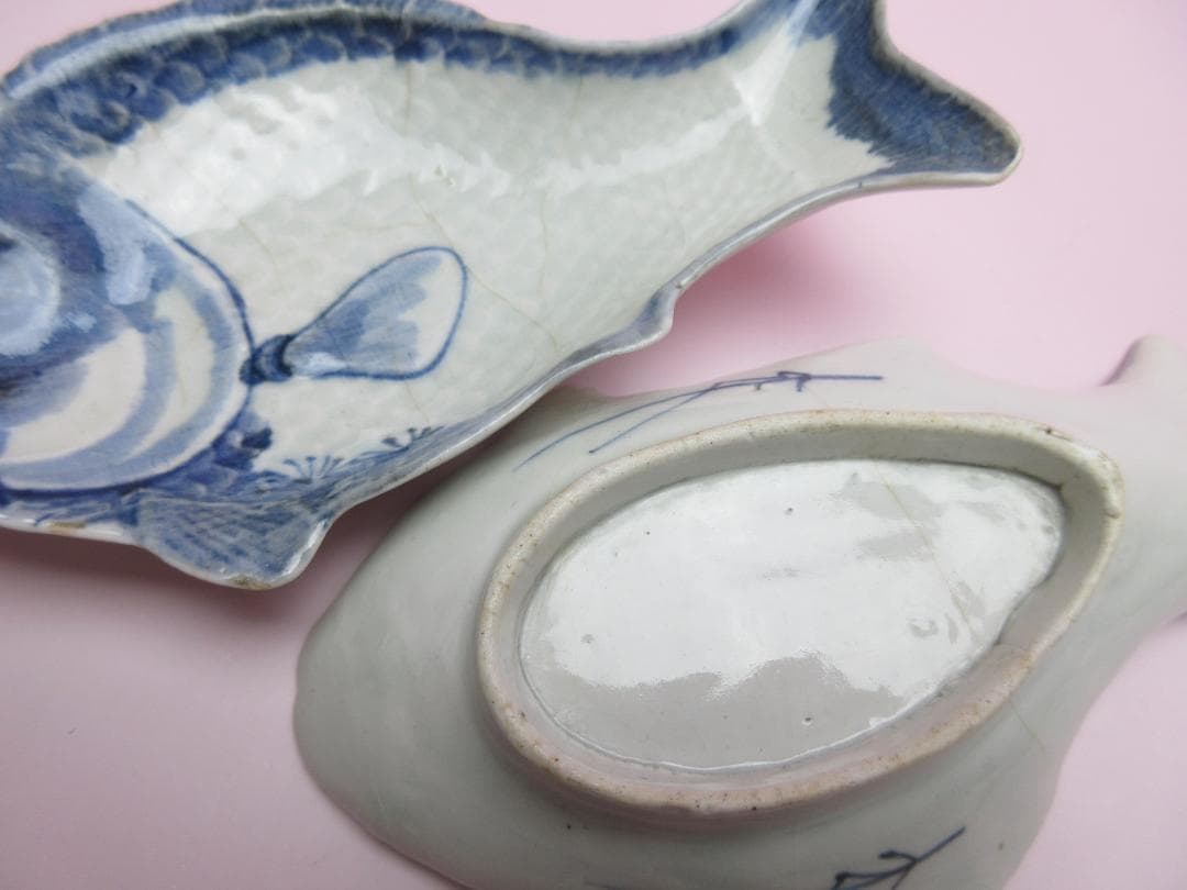 江戸中期頃 古伊万里 魚形 向付 5客 TN79 70724 美術品・アンティーク・