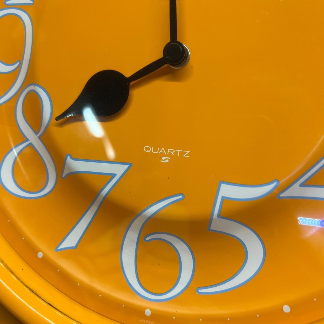 〇Kb右1058 美品 セイコー クオーツ 掛け時計 イエロー レトロ
