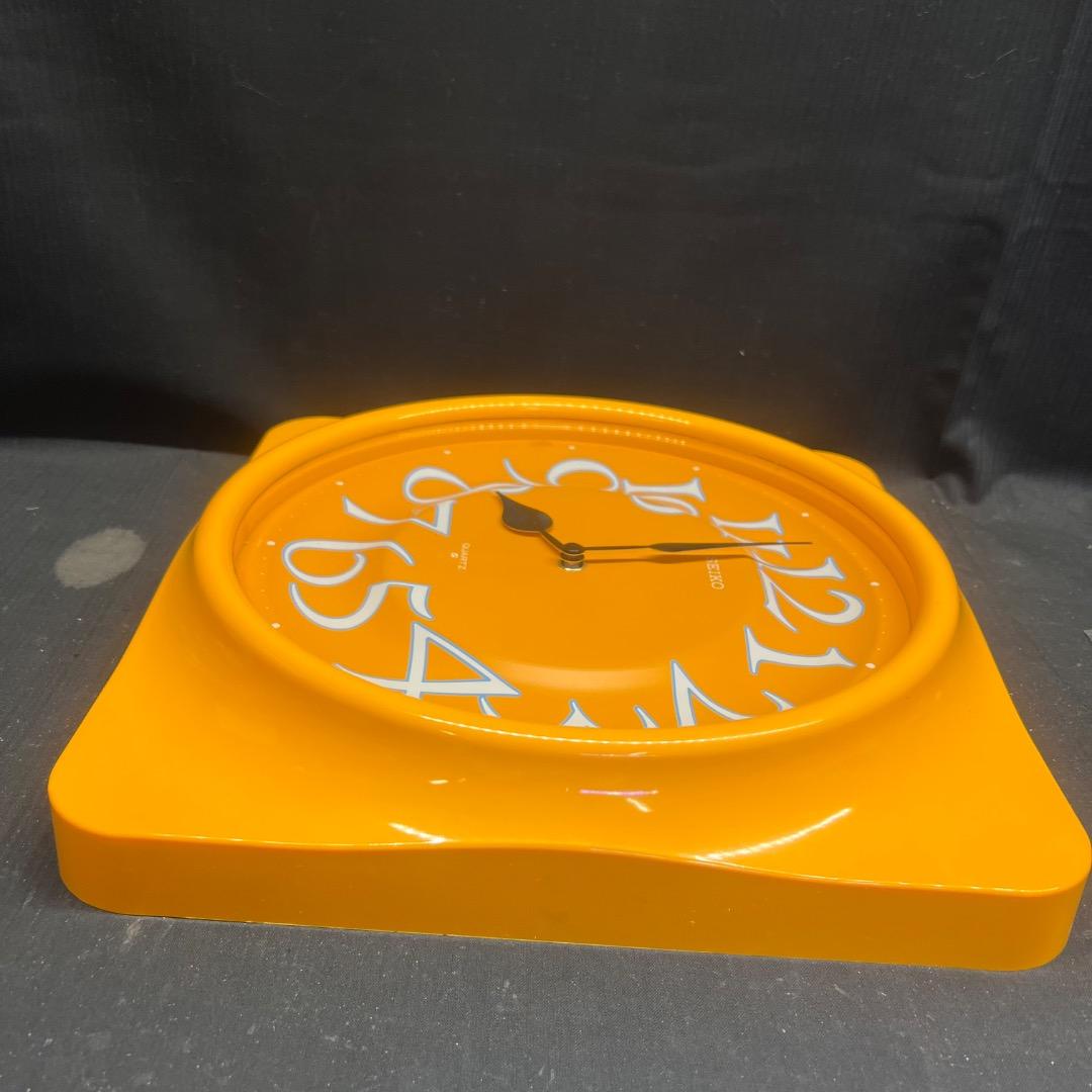 〇Kb右1058 美品 セイコー クオーツ 掛け時計 イエロー レトロ
