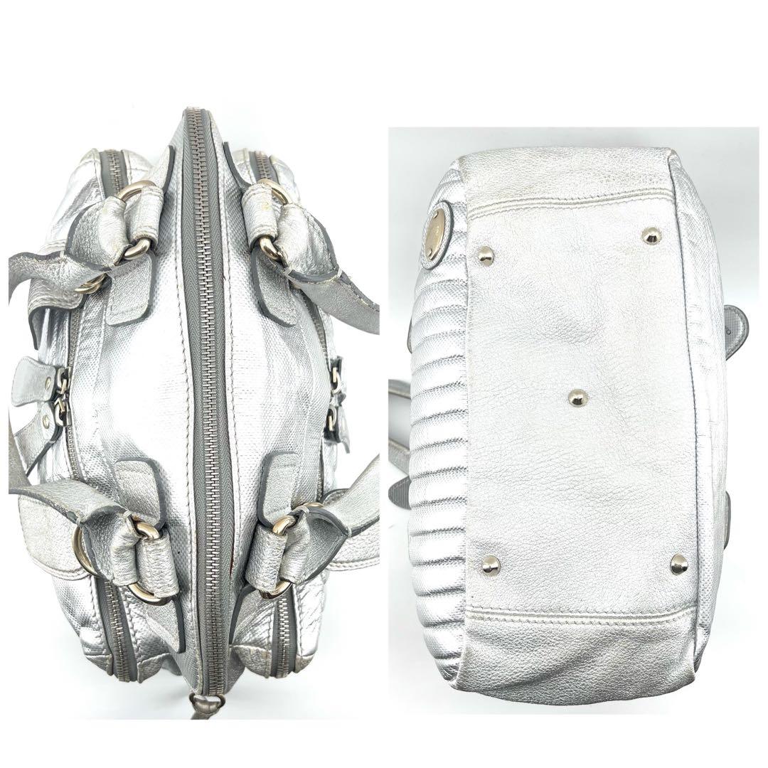 Chloe　ベイ　ハンドバック　肩掛け　シルバー　メタル　Y2K　シボ革