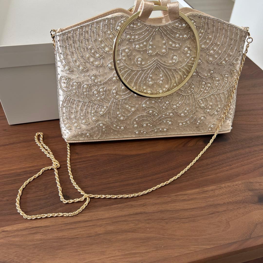 aimerハンドル付きビーズ刺繍バッグ