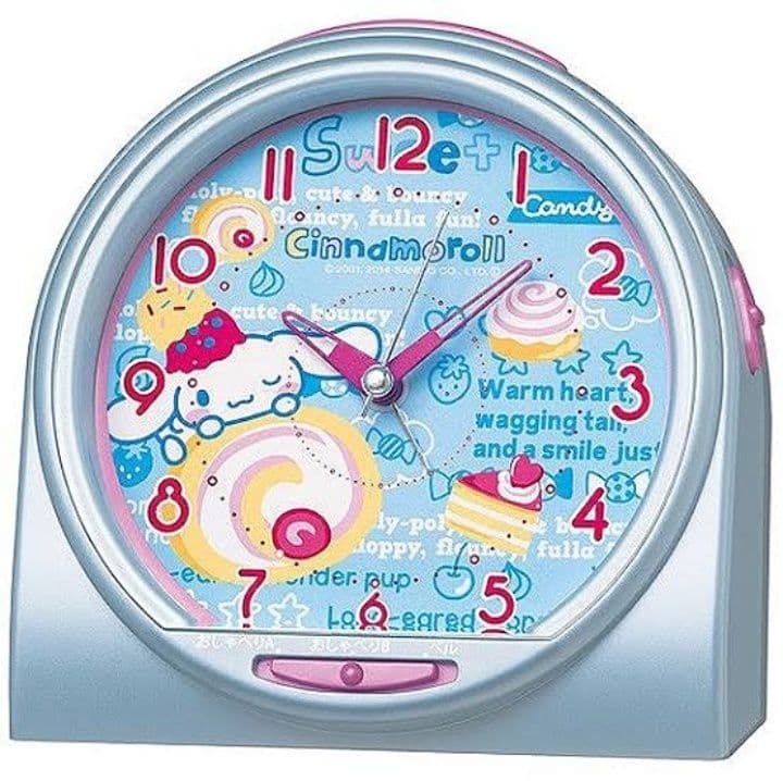 シナモン 目覚まし時計 おしゃべり コレクション 置き時計 水色 秒針