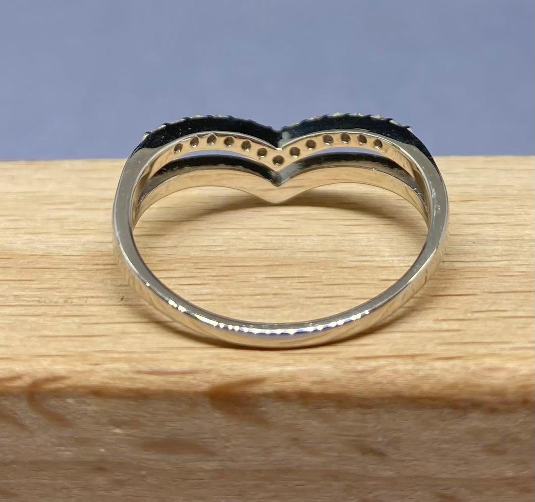 【新品未使用】PT950 天然ダイヤモンド V字　リング