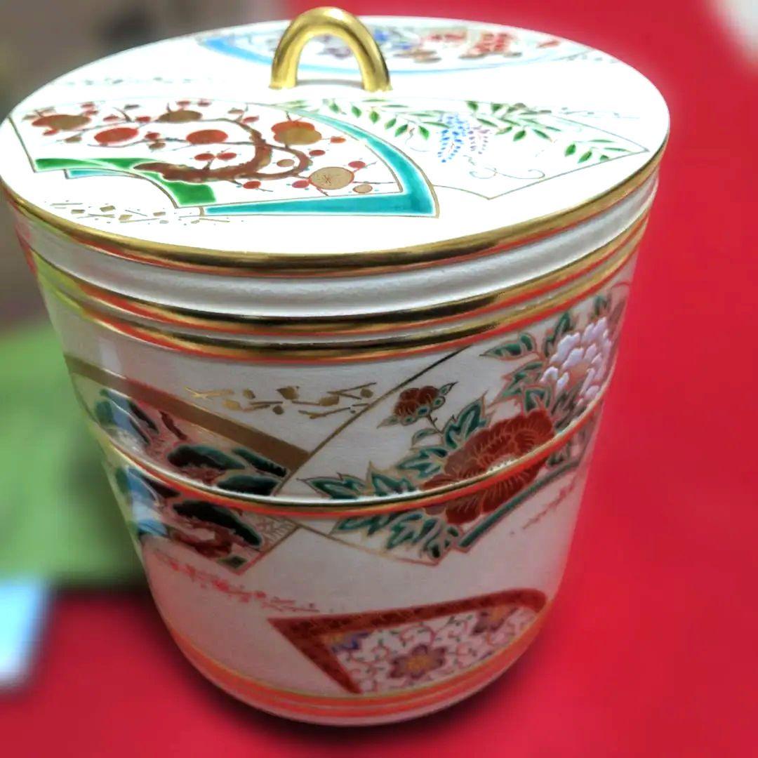 ま*ん様 京焼 清水焼 中村秋峰造 仁清扇絵草花絵 水指 - メルカリ