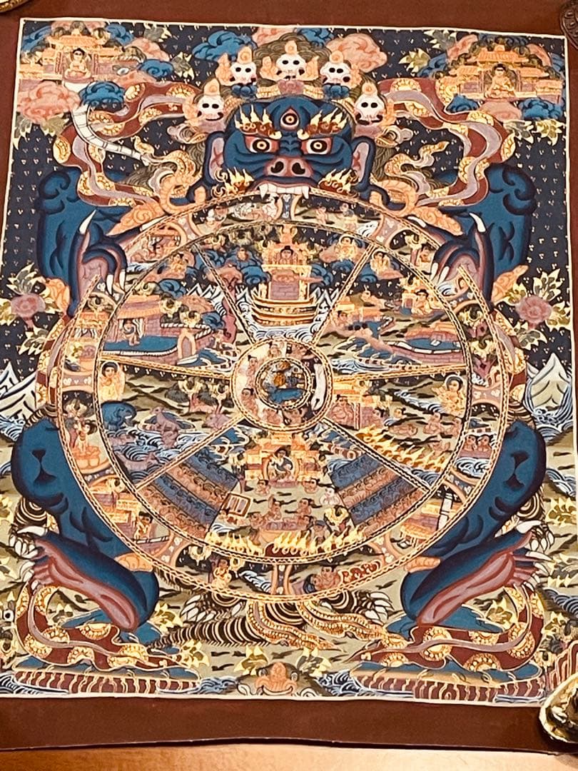 チベット密教 手描き曼荼羅（マンダラ）タンカ【新品・一点物】肉筆画 D2