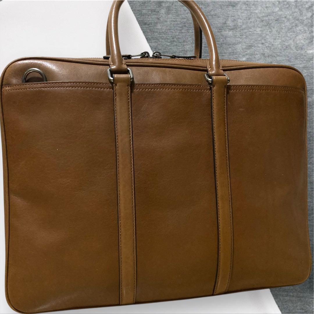 超美品 COACH コーチ ビジネスバッグ ブリーフケース トートバッグ 茶