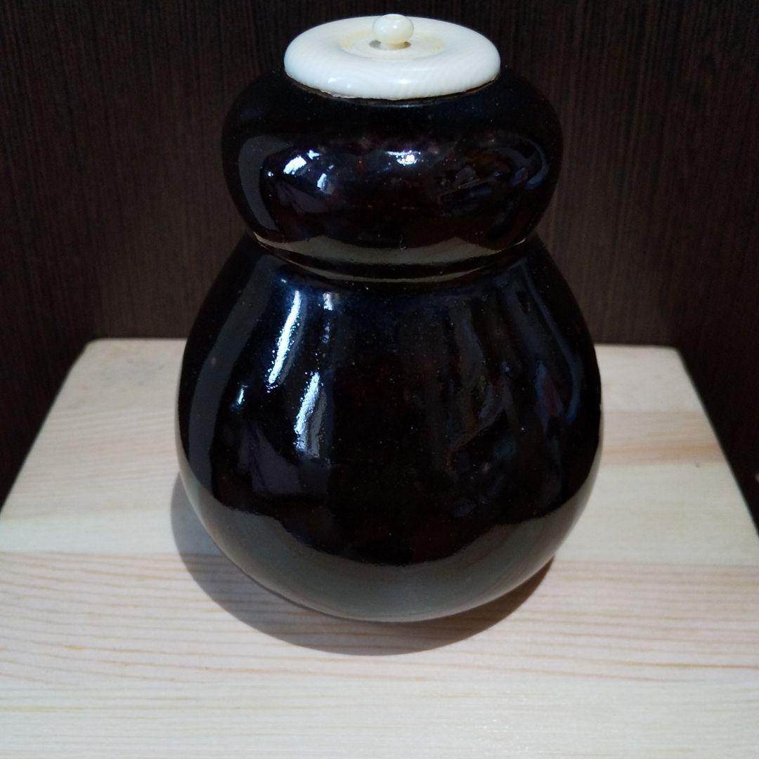 茶道具 膳所焼 岩崎新定造 陽炎園 白雲写 茶入 仕覆 共箱