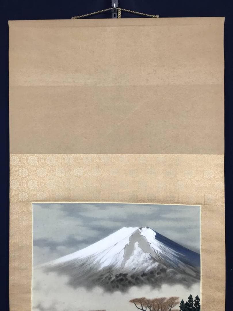 【真作】小井上曻/富岳図/富士山図/横物/掛軸/名家伝来/AB-943