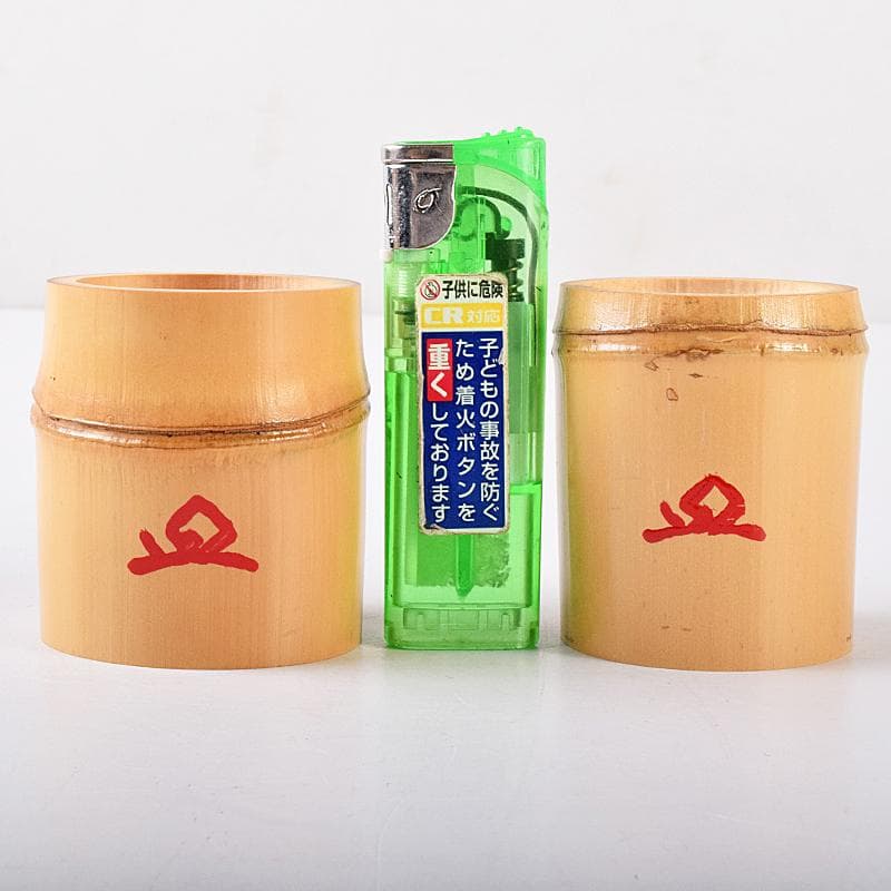 茶道具 黒田正玄作 公孫樹絵 竹蓋置 一双 大徳寺森山歓渓極め箱 V