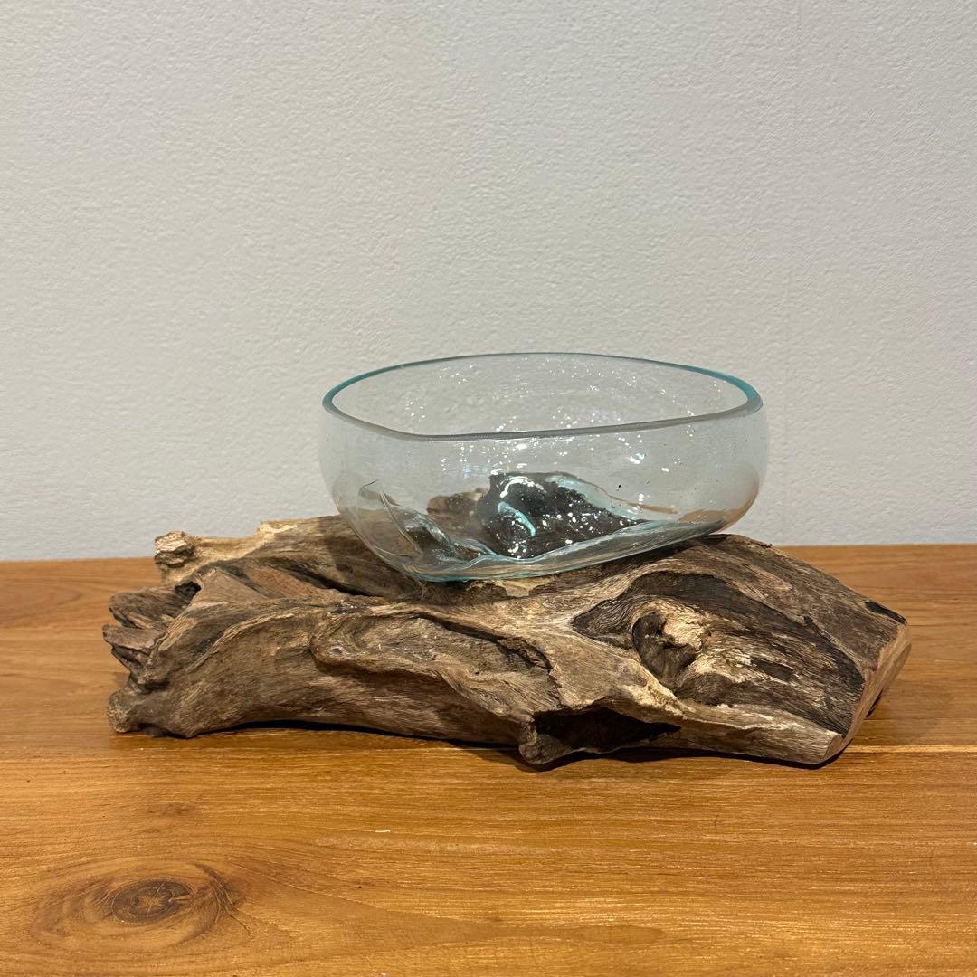 バリ島流木ガラス w26×d18×h11cm 水槽 アクアリウムメダカ水槽805