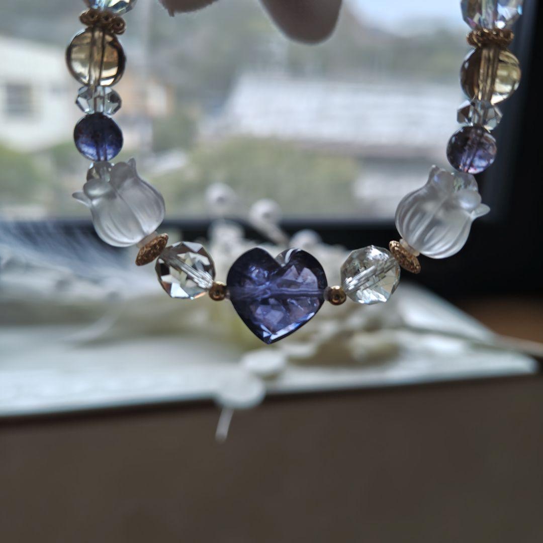 みゆ様♡専用です♡新作♡水ブレス✩宝石質アイオライト♡オーソクレース、グリーンア