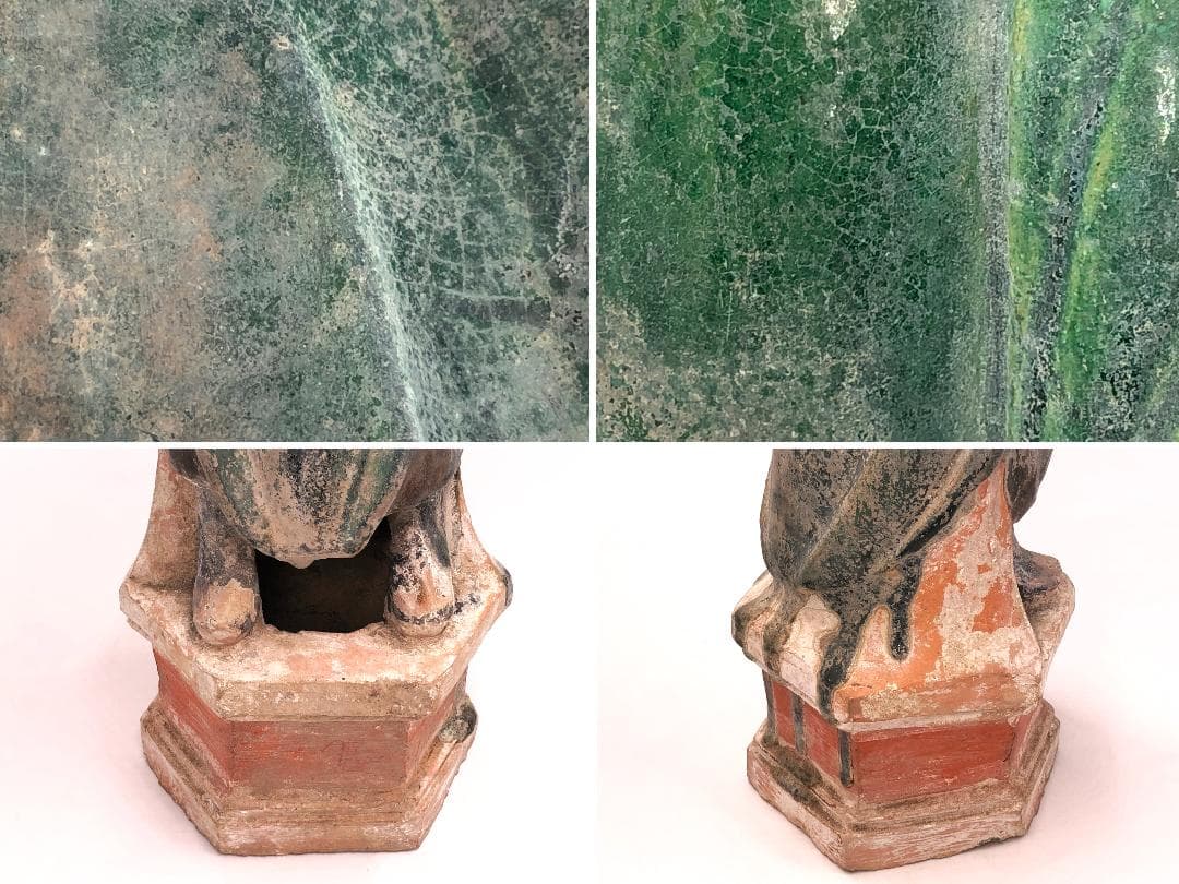 明朝三彩加彩文人俑 】 出土副葬品 高43.5cm O0205G 明三彩