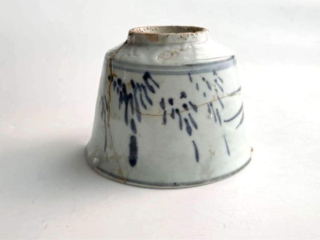 骨董 初期伊万里 陶片 染付土筆文碗 残欠 多々良の元窯出土