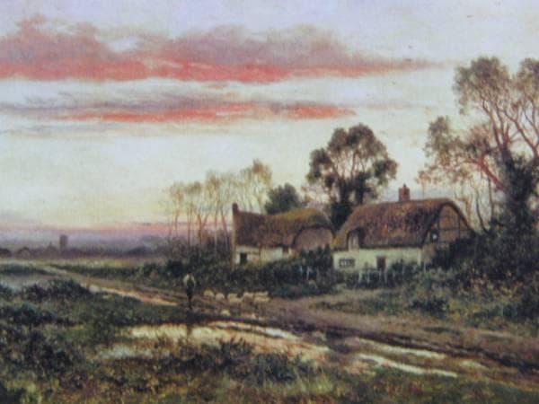 D・シェリン、日暮れの風景、希少画集の一頁、 新品高級額装付