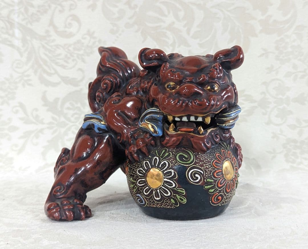 九谷焼】運気上昇 金彩 玉乗り 駒 獅子 狛犬 開運 縁起物 置物