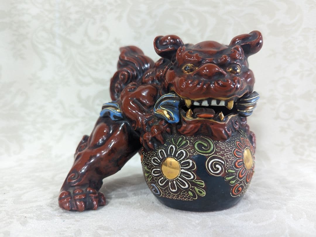 九谷焼】運気上昇 金彩 玉乗り 駒 獅子 狛犬 開運 縁起物 置物