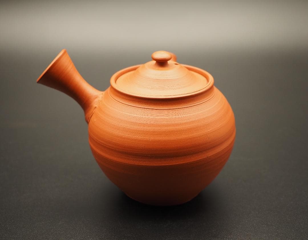 人間国宝 三代山田常山造 梨皮朱泥 砲口 茶注 共箱