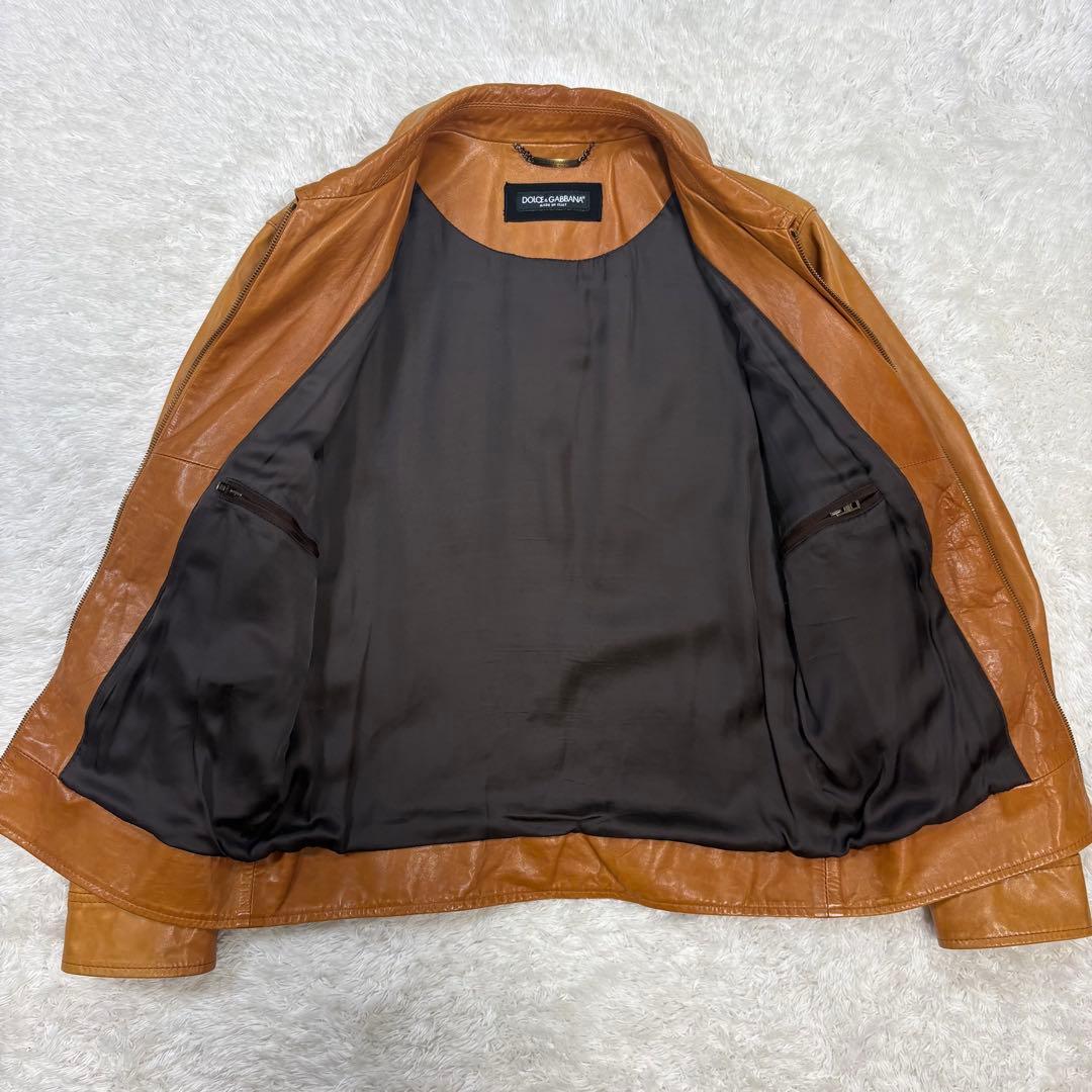 至高の逸品】DOLCE&GABBANA ラムレザージャケット 46 キャメル - メルカリ