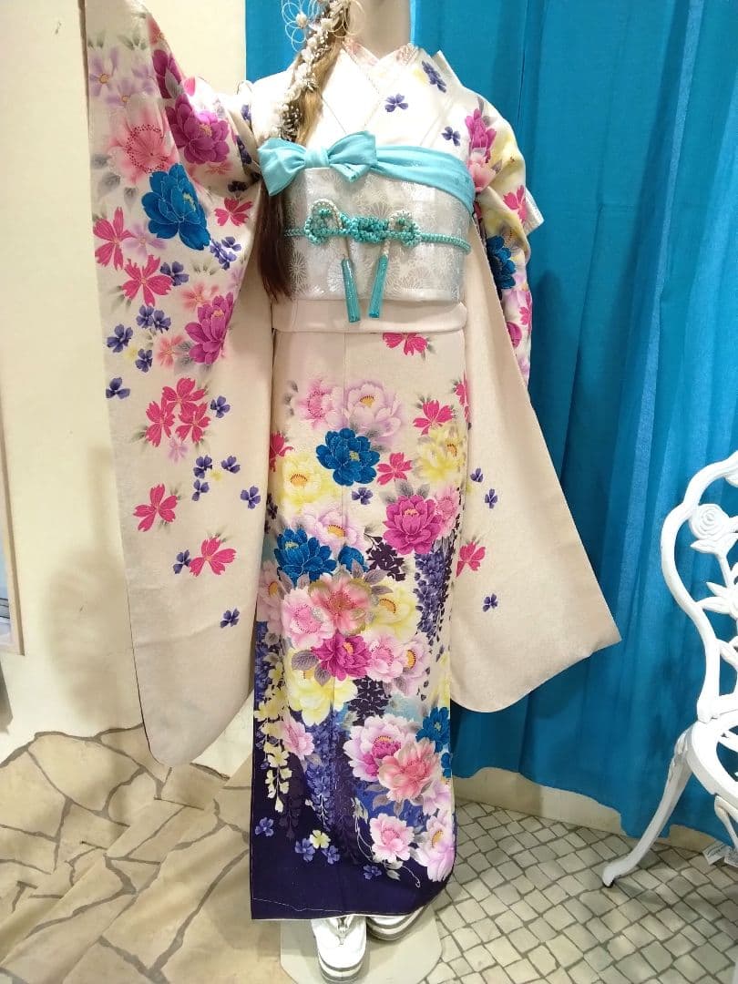 振袖フルセット、正絹絞り成人式、重ね衿帯揚げ帯締め、西陣袋帯、襦袢