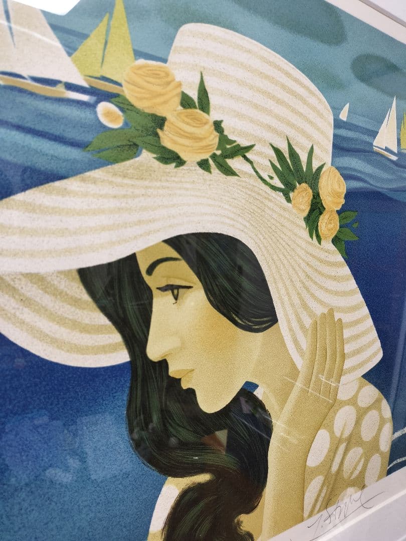 ♢ガンヌ 「日陰帽子の女」リトグラフ