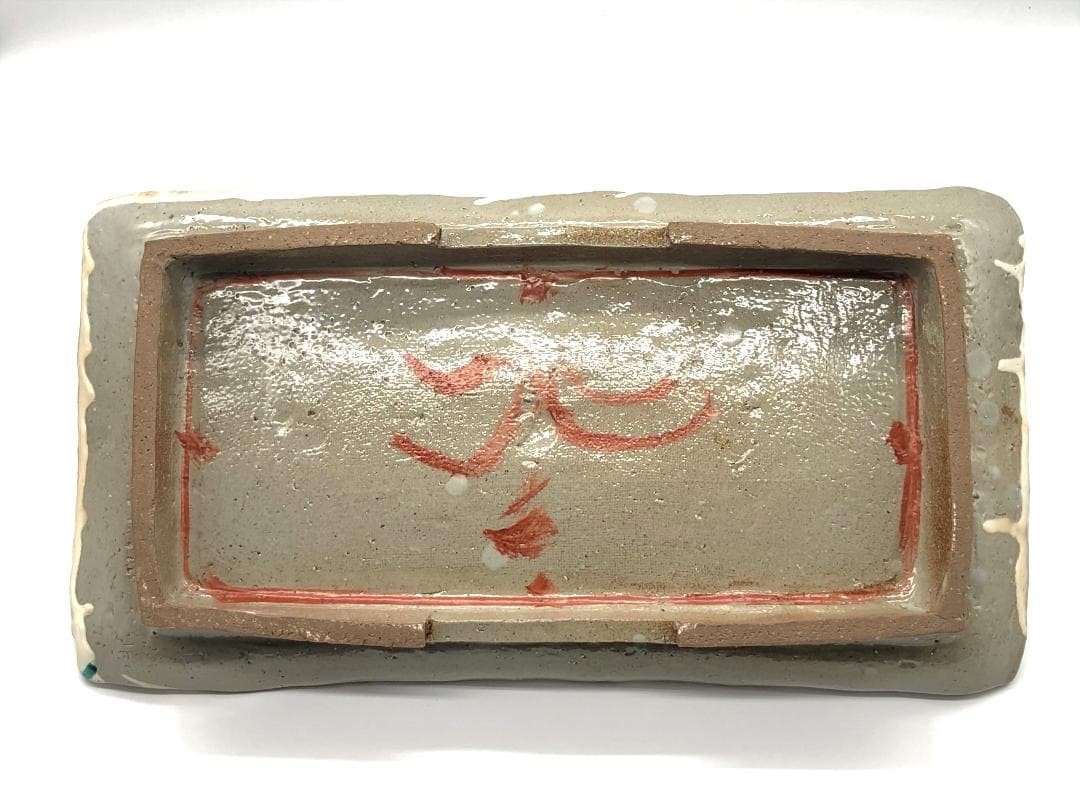 古陶磁赤絵 高台角皿 】 厚胎大皿 呉須赤絵/古清水 蔵出骨董