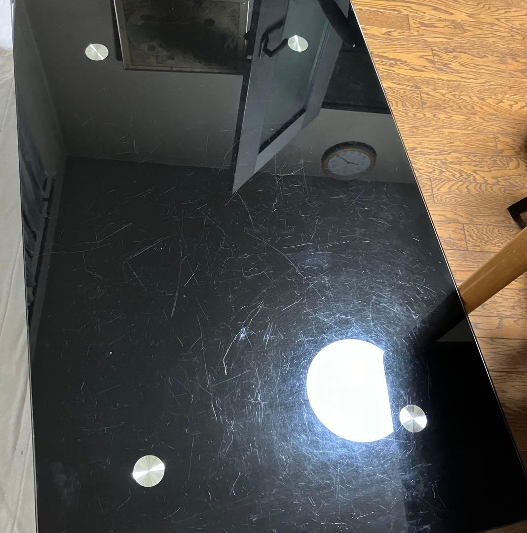 ガラステーブル（ブラック）無段階昇降式25cm〜75cm作業台にもおすすめ