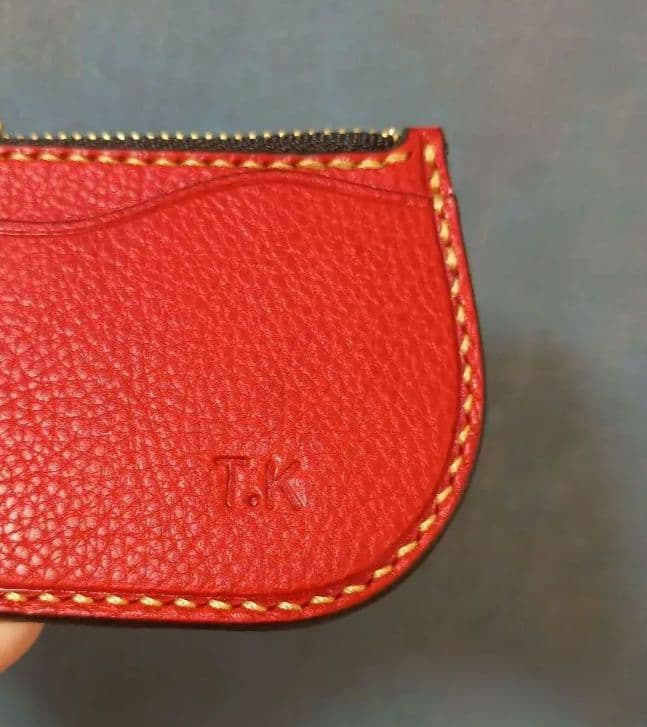 イタリアンレザー小銭入れケース 小物入れ ヌメ革本革 ハンドメイド手縫い