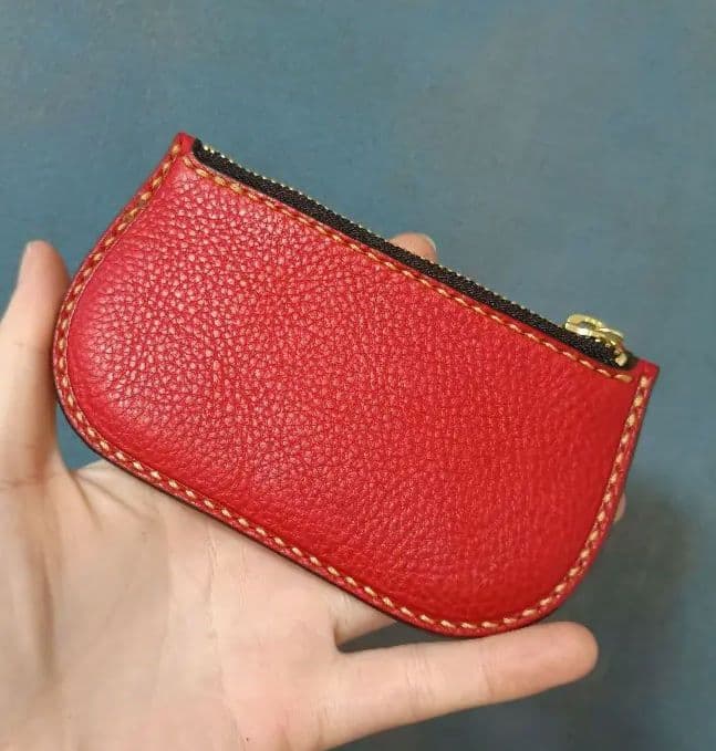 イタリアンレザー小銭入れケース 小物入れ ヌメ革本革 ハンドメイド手縫い