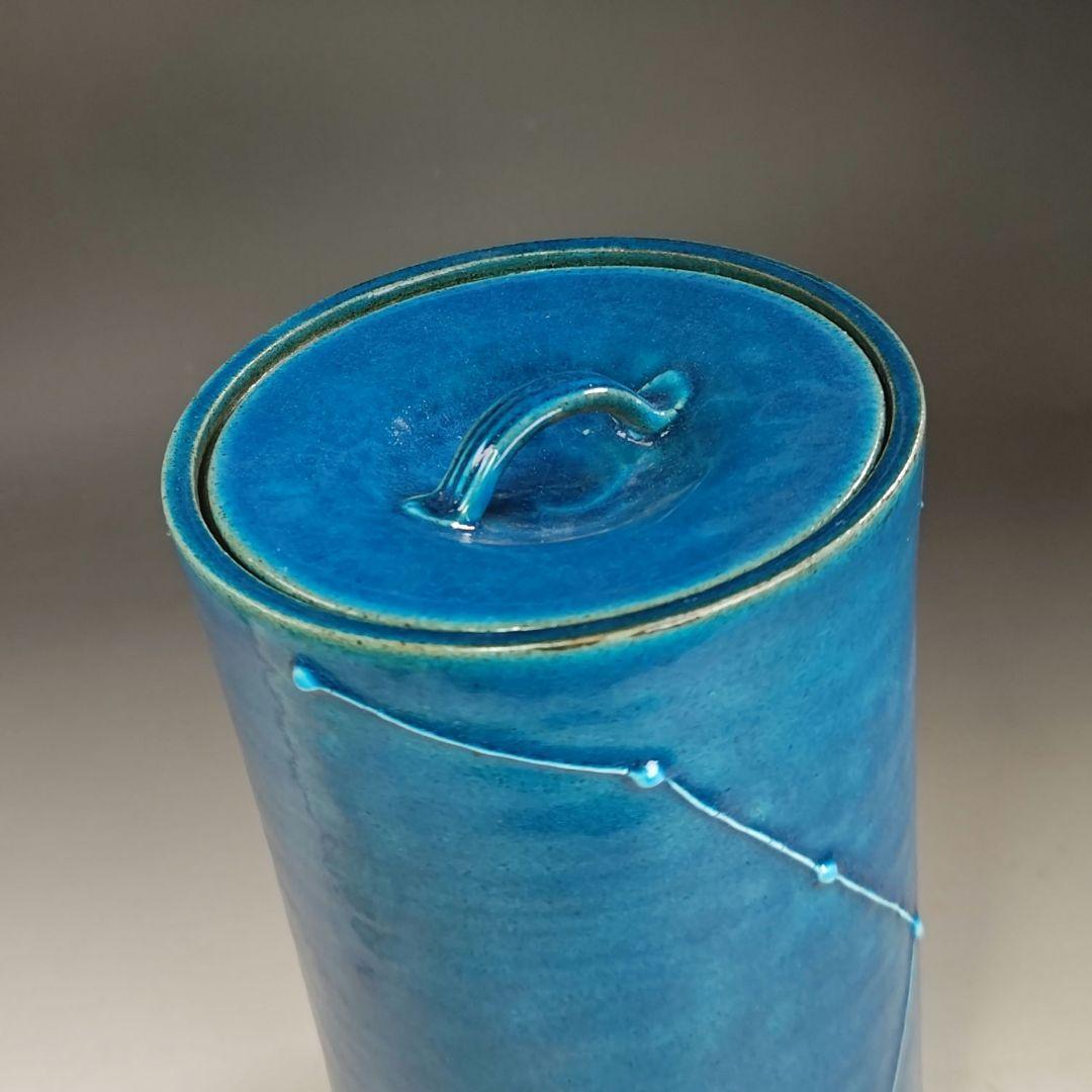 イ999 水指『日吉窯加藤丈佳』『青釉北斗七星紋細水指共箱』茶道具