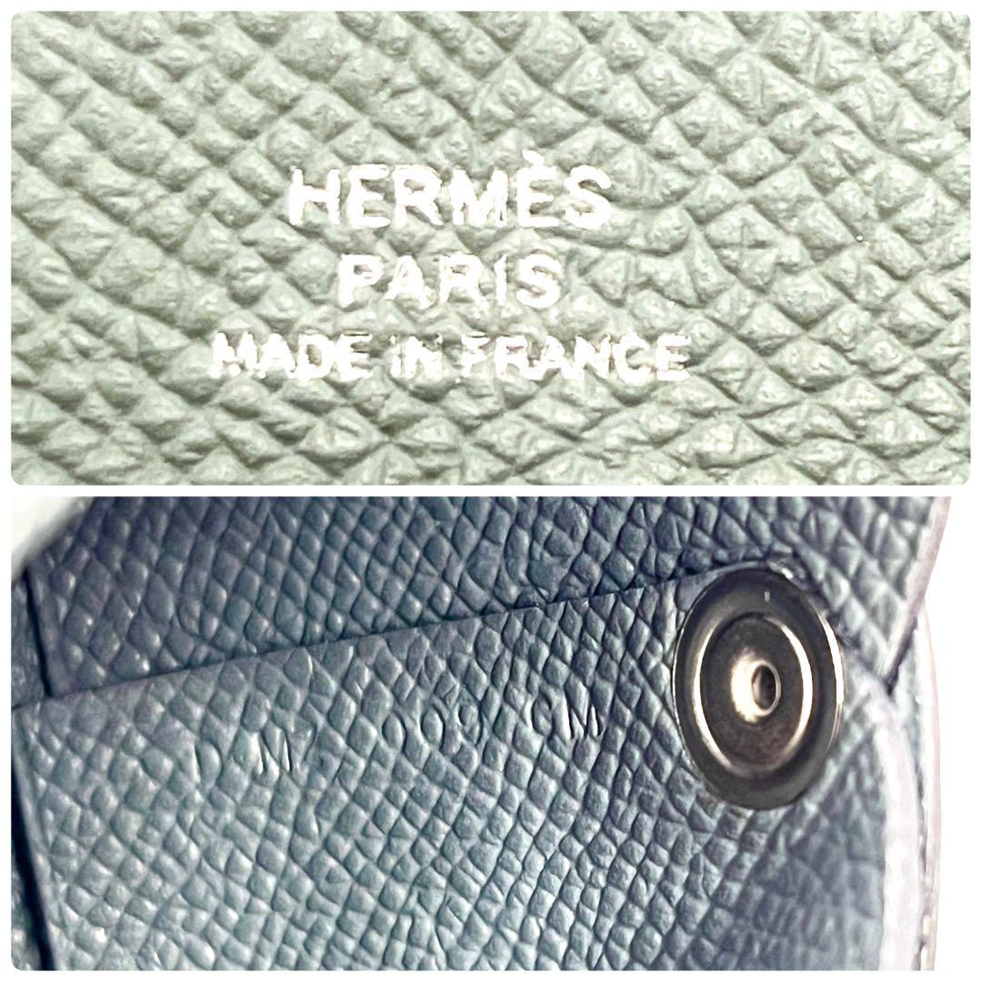 【極稀少】エルメス バスティア ヴェルソ ケース 財布 バイカラー 紺×灰