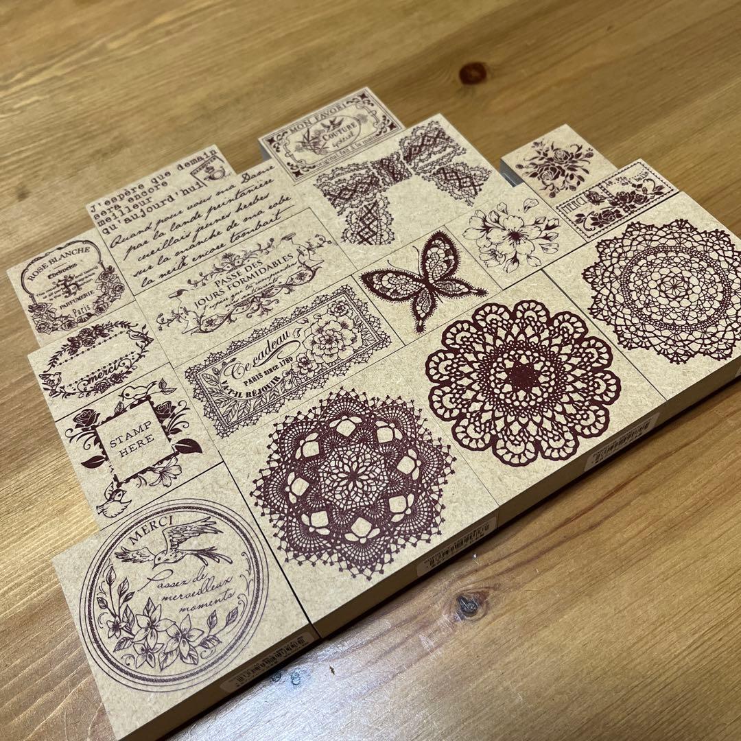 東京アンティーク スタンプ 17個セット 3色インクパッド台付き - メルカリ