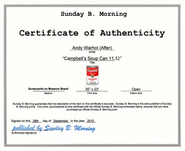 Sunday B キャンベル缶 Consomme（ウォーホル）ポスター