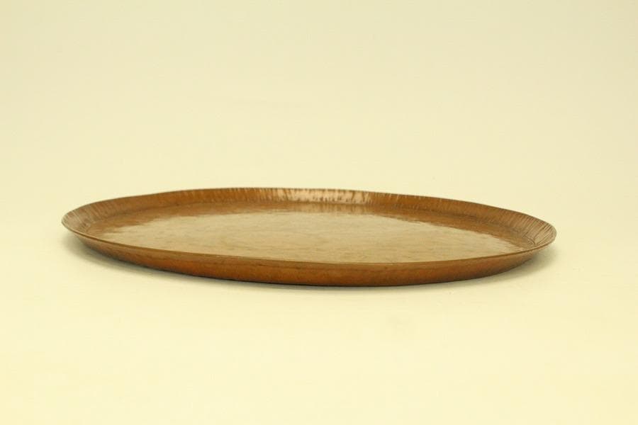 煎茶盆 銅槌目円盆 蔵苑造 共箱(ZE363)